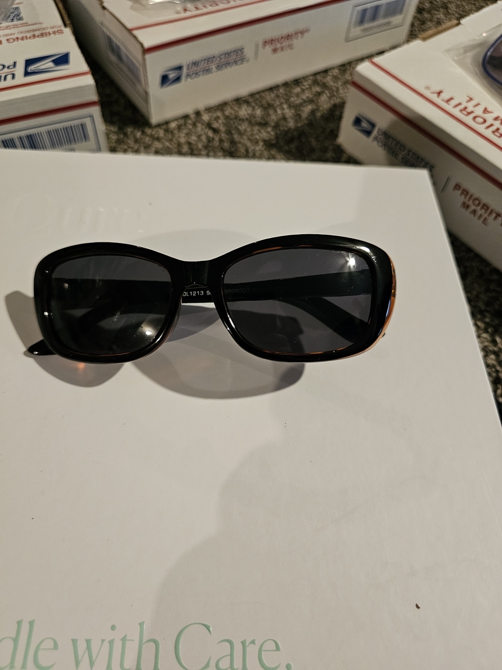Women's Tortoiseshell Rectangle 3 Sunglasses - Black/Brown Lenses